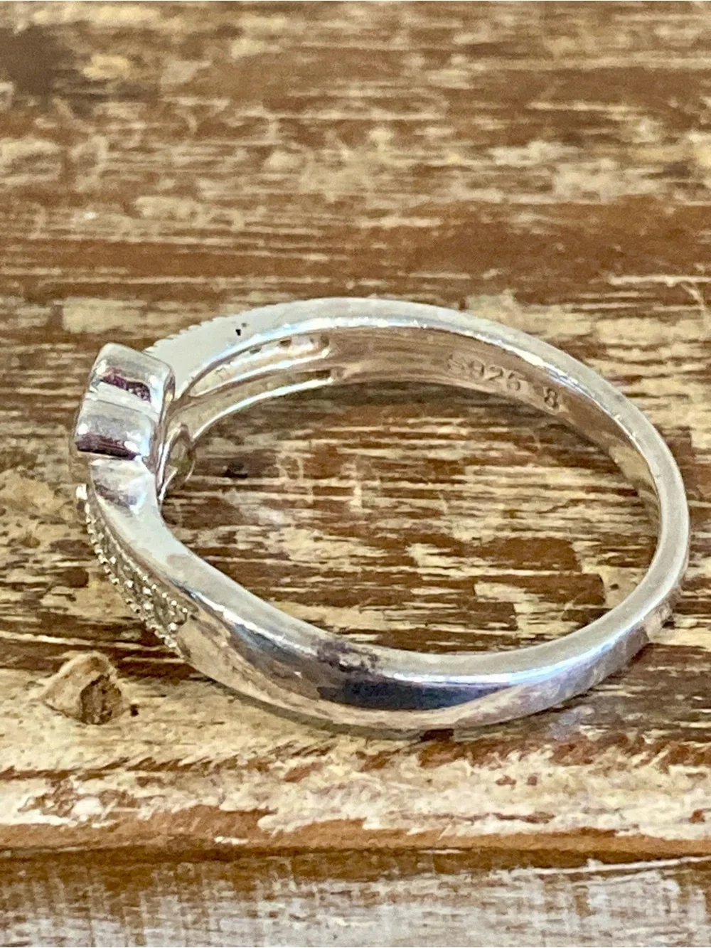 Sterling Silver 925 Disney Mickey Mouse Ring Clear Gem Size 8